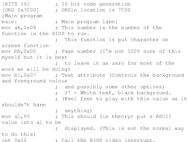[BITS 16] ; 16 bit code generation [ORG 0x7C00] ; ORGin