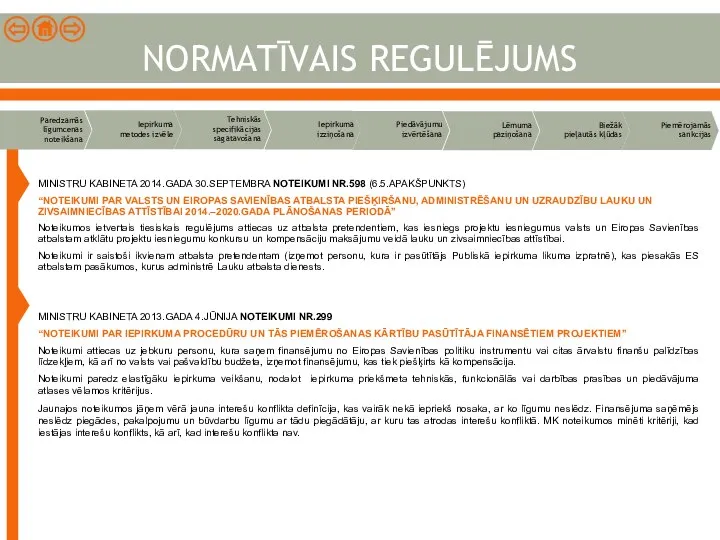 NORMATĪVAIS REGULĒJUMS MINISTRU KABINETA 2014.GADA 30.SEPTEMBRA NOTEIKUMI NR.598 (6.5.APAKŠPUNKTS) “NOTEIKUMI PAR