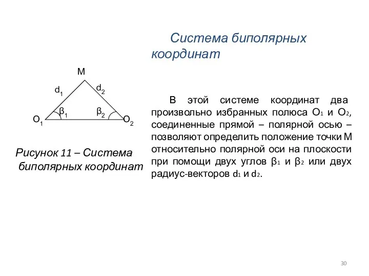 Система биполярных координат В этой системе координат два произвольно избранных полюса