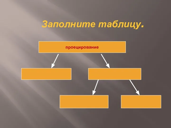 Заполните таблицу. проецирование