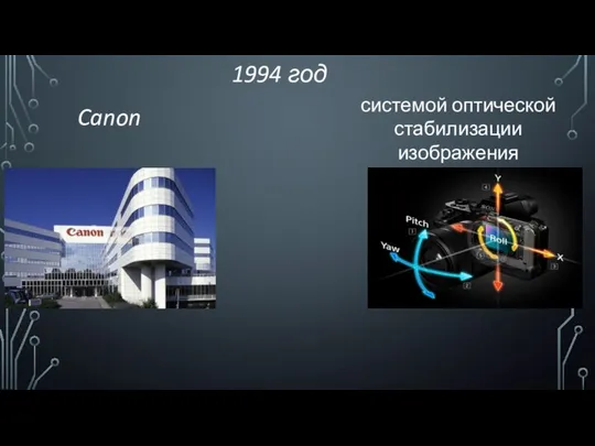 1994 год Canon системой оптической стабилизации изображения