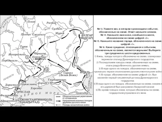 № 13. Укажите век, в котором происходили события, обозначенные на схеме.