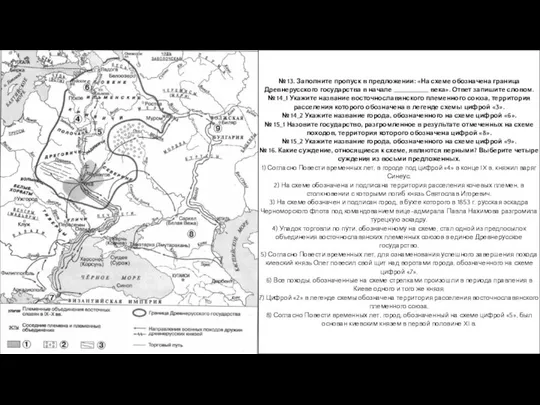 № 13. Заполните пропуск в предложении: «На схеме обозначена граница Древнерусского