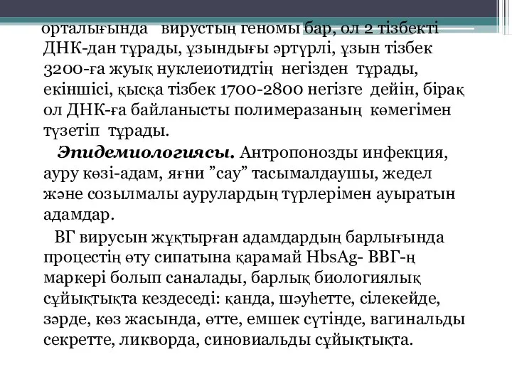 орталығында вирустың геномы бар, ол 2 тізбекті ДНК-дан тұрады, ұзындығы әртүрлі,