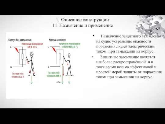 1. Описание конструкции 1.1 Назначение и применение Назначение защитного заземления на