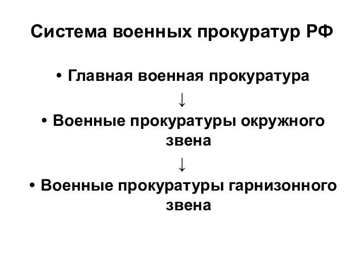 Система военных прокуратур РФ Главная военная прокуратура ↓ Военные прокуратуры окружного