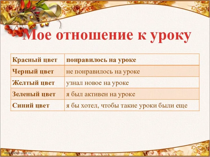 Мое отношение к уроку