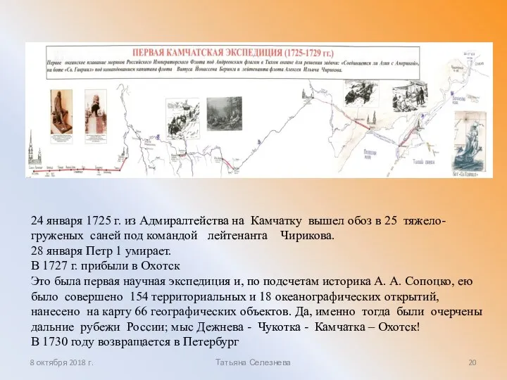 24 января 1725 г. из Адмиралтейства на Камчатку вышел обоз в