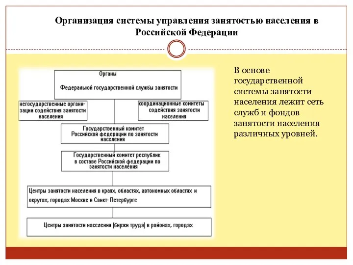 В основе государственной системы занятости населения лежит сеть служб и фондов