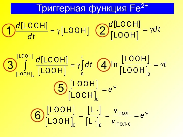 Триггерная функция Fe2+ 1 2 3 4 5 6