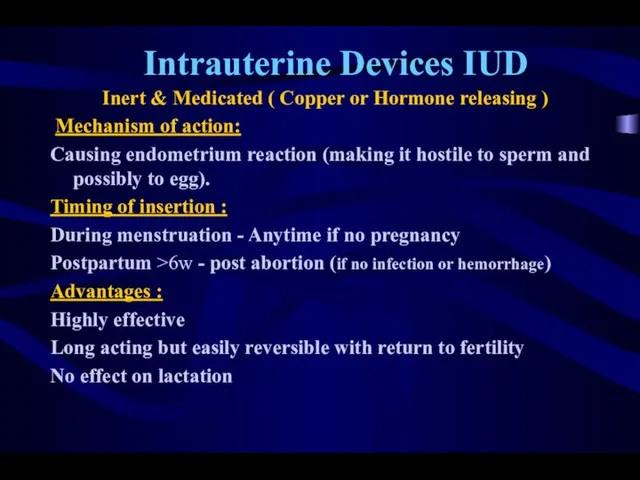 Intrauterine Devices IUD Inert & Medicated ( Copper or Hormone releasing