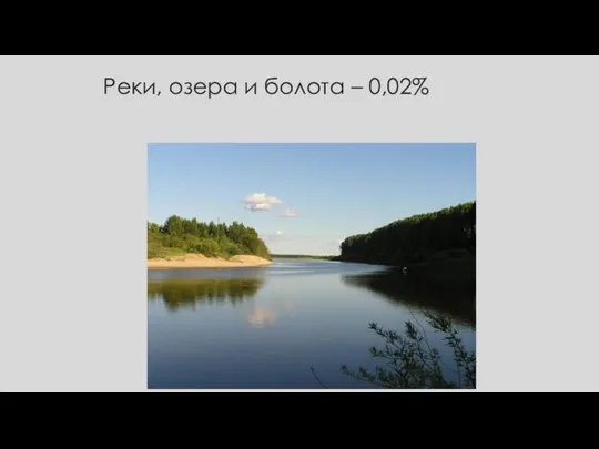 Реки, озера и болота – 0,02%