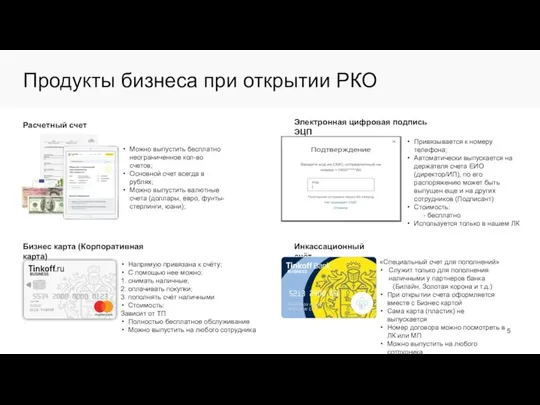 Продукты бизнеса при открытии РКО Расчетный счет Можно выпустить бесплатно неограниченное