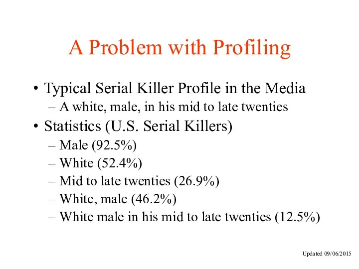 A Problem with Profiling Typical Serial Killer Profile in the Media