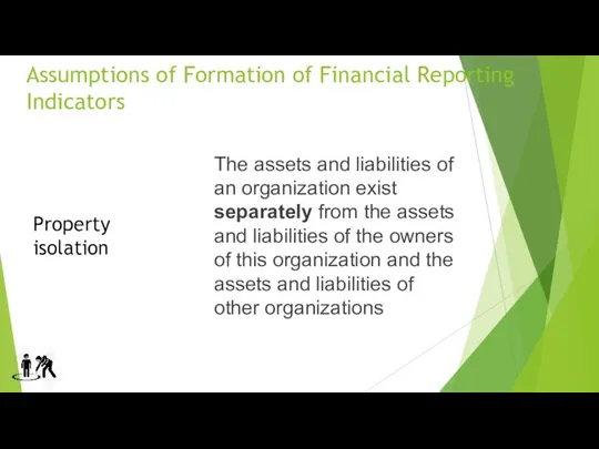 Assumptions of Formation of Financial Reporting Indicators The assets and liabilities