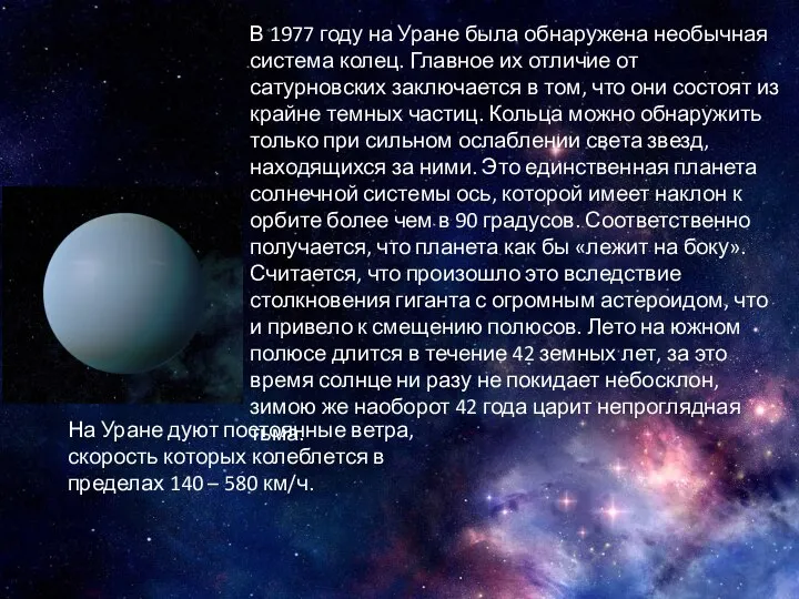 В 1977 году на Уране была обнаружена необычная система колец. Главное