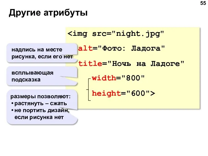 Другие атрибуты title="Ночь на Ладоге" width="800" height="600"> надпись на месте рисунка,