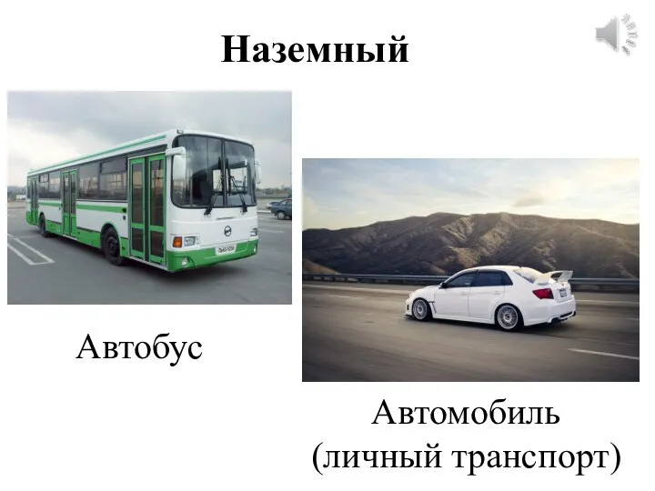 Наземный Автобус Автомобиль (личный транспорт)