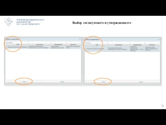 УПРАВЛЕНИЕ ФЕДЕРАЛЬНОГО КАЗНАЧЕЙСТВА ПО Г. САНКТ-ПЕТЕРБУРГУ Выбор согласующего и утверждающего