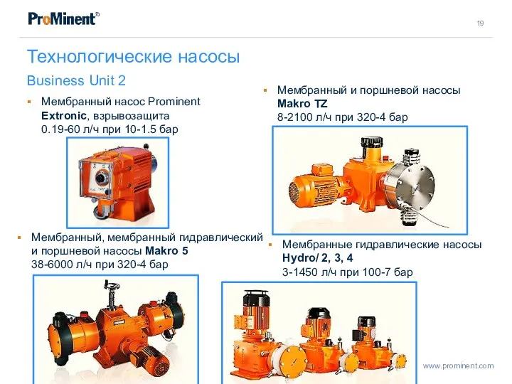 Технологические насосы Business Unit 2 Мембранный насос Prominent Extronic, взрывозащита 0.19-60