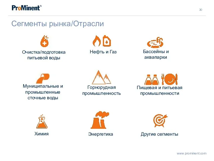 Сегменты рынка/Отрасли Бассейны и аквапарки Другие сегменты Нефть и Газ Пищевая