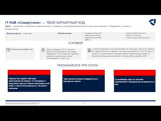 IT HUB «Северстали» — ТВОЙ КАРЬЕРНЫЙ КОД Сценарии развития 2,5 –