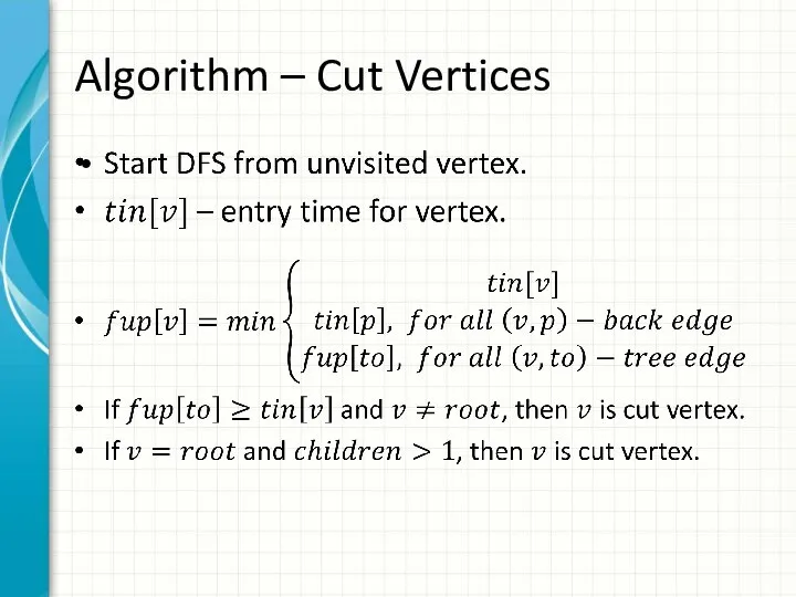 Algorithm – Cut Vertices