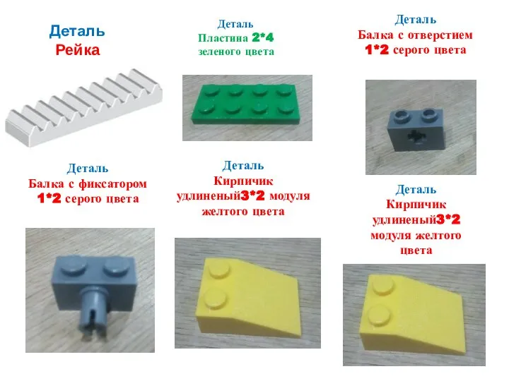 Деталь Рейка Деталь Пластина 2*4 зеленого цвета Деталь Балка с отверстием