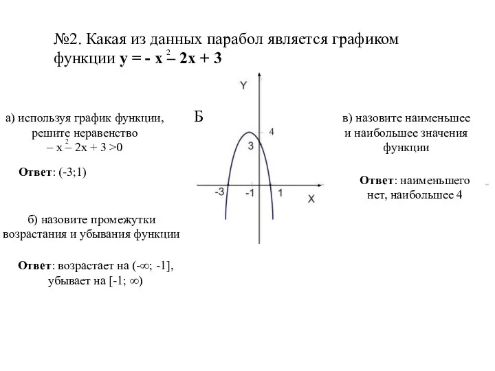 №2. Какая из данных парабол является графиком функции y = -