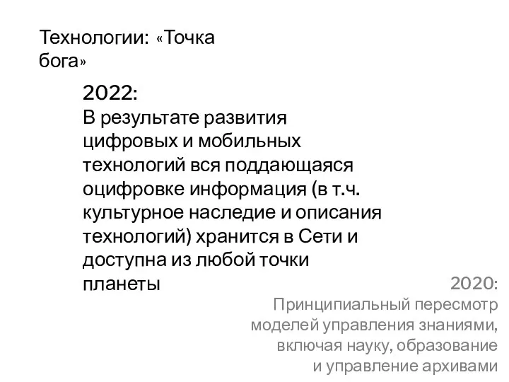 Технологии: «Точка бога» 2022: В результате развития цифровых и мобильных технологий