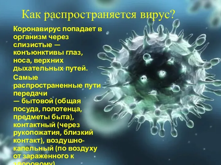 Как распространяется вирус? Коронавирус попадает в организм через слизистые — конъюнктивы