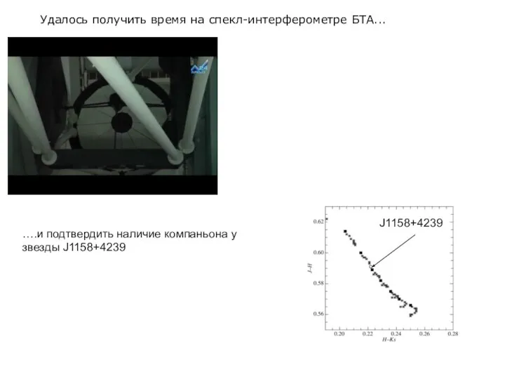 Удалось получить время на спекл-интерферометре БТА... ….и подтвердить наличие компаньона у звезды J1158+4239