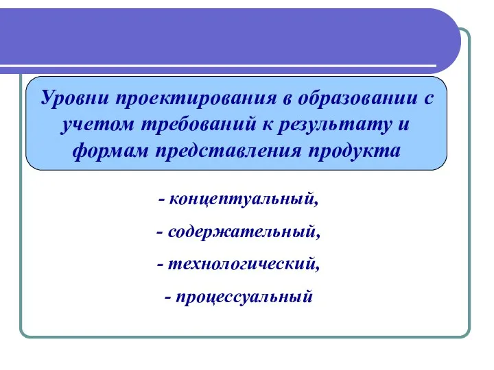 Уровни проектирования в образовании с учетом требований к результату и формам