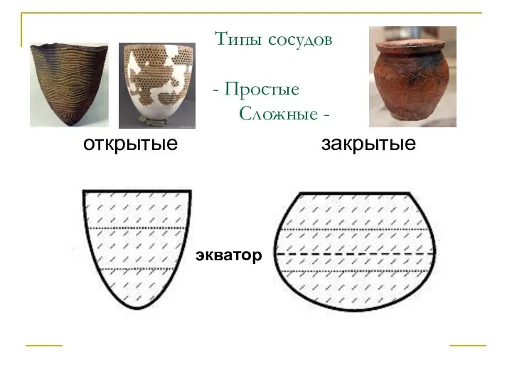 Типы сосудов - Простые Сложные - открытые закрытые экватор