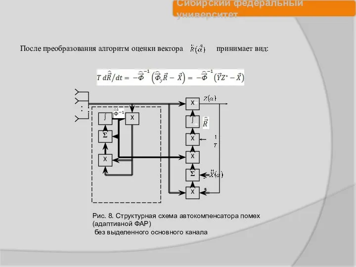 После преобразования алгоритм оценки вектора принимает вид: Рис. 8. Структурная схема