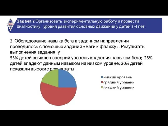 2 Задача 2 Организовать экспериментальную работу и провести диагностику уровня развития