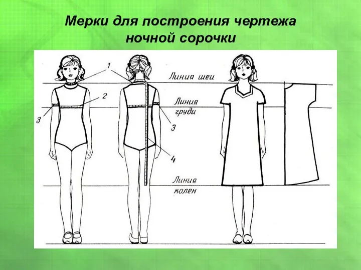 Мерки для построения чертежа ночной сорочки