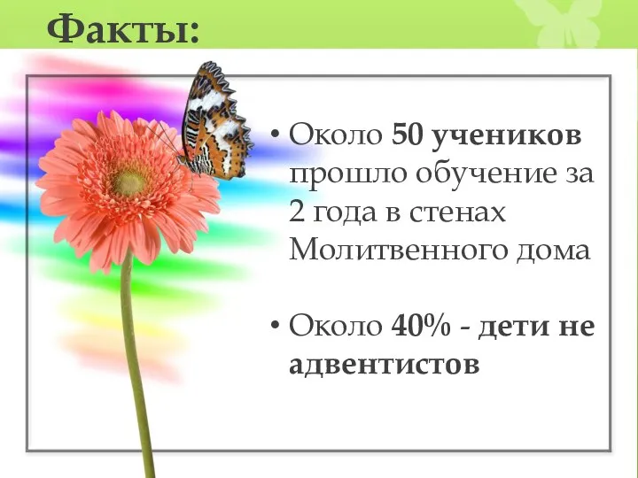 Факты: Около 50 учеников прошло обучение за 2 года в стенах