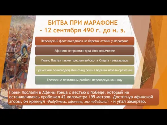 БИТВА ПРИ МАРАФОНЕ – 12 сентября 490 г. до н. э.