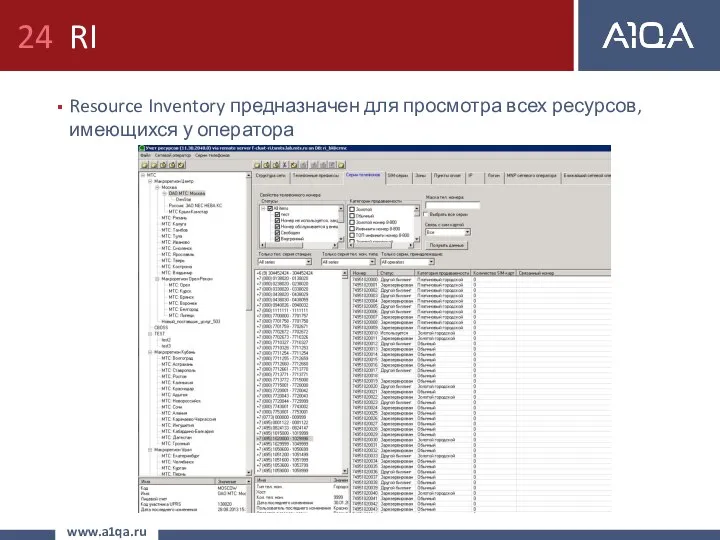 RI Resource Inventory предназначен для просмотра всех ресурсов, имеющихся у оператора www.a1qa.ru