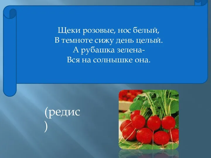 Щеки розовые, нос белый, В темноте сижу день целый. А рубашка