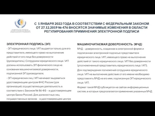 С 1 ЯНВАРЯ 2022 ГОДА В СООТВЕТСТВИИ С ФЕДЕРАЛЬНЫМ ЗАКОНОМ ОТ