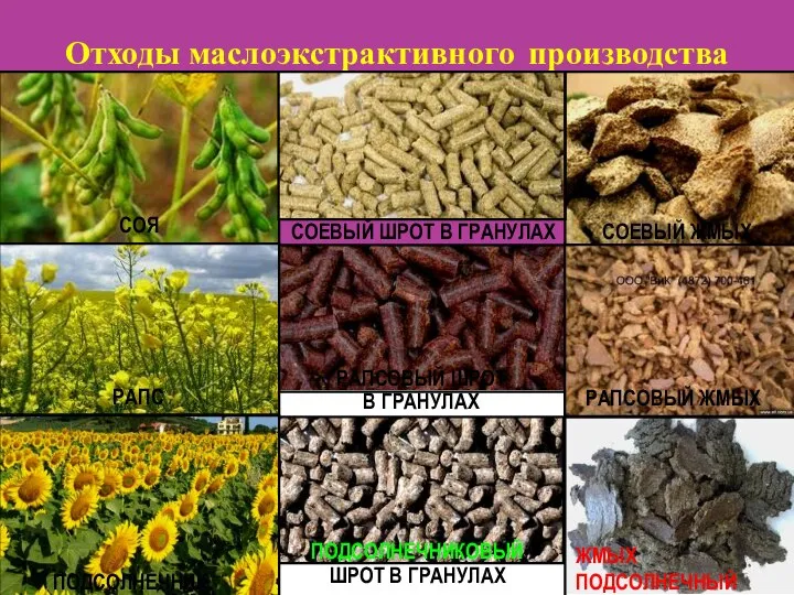 Отходы маслоэкстрактивного производства