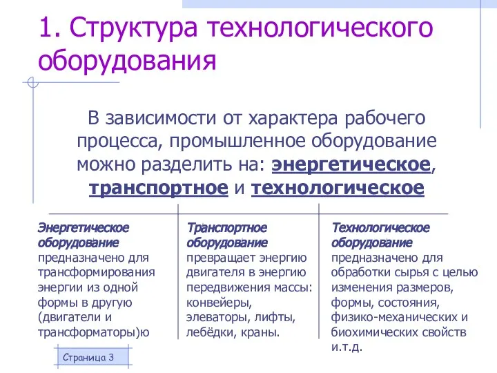 Страница 1. Структура технологического оборудования В зависимости от характера рабочего процесса,