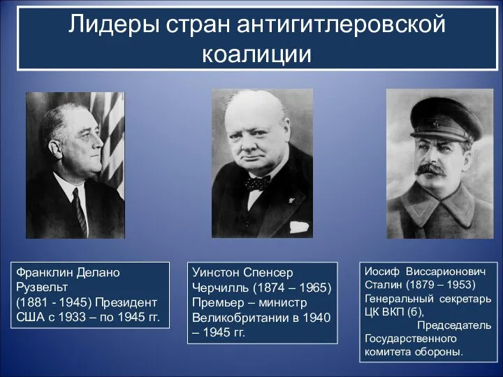 Франклин Делано Рузвельт (1881 - 1945) Президент США с 1933 –