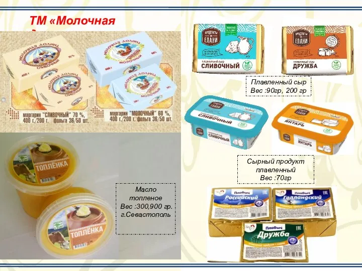 ТМ «Молочная долина» Масло топленое Вес :300,900 гр. г.Севастополь Сырный продукт