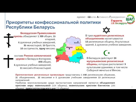 Белорусская Православная церковь объединяет 1 709 общин, 15 епархий, 6 духовных