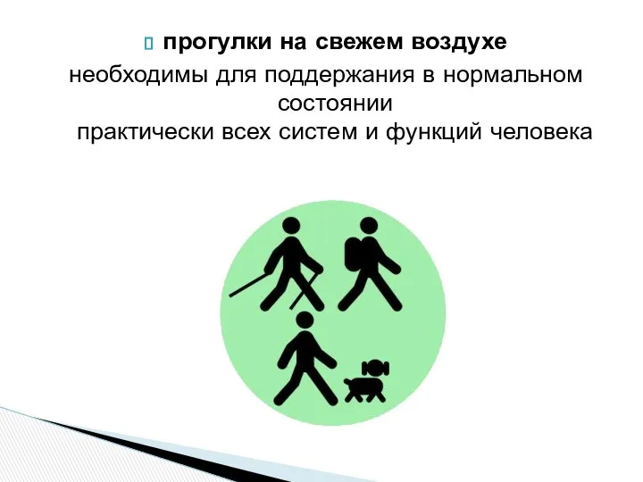 прогулки на свежем воздухе необходимы для поддержания в нормальном состоянии практически всех систем и функций человека