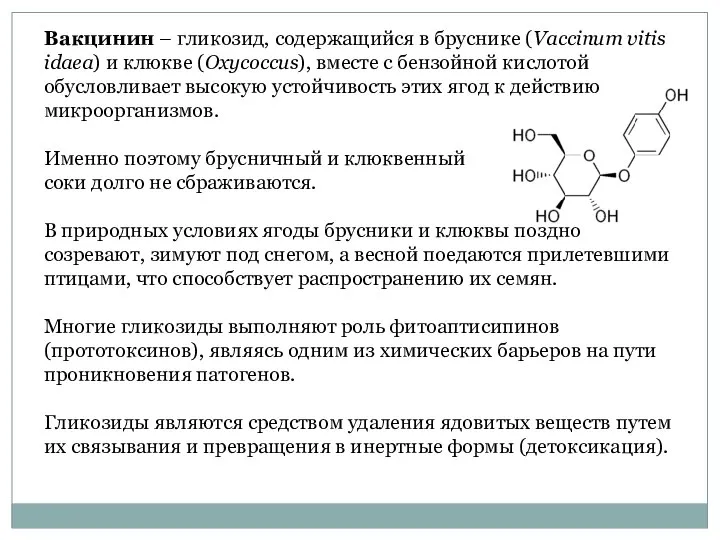 Вакцинин – гликозид, содержащийся в бруснике (Vaccinum vitis idaea) и клюкве