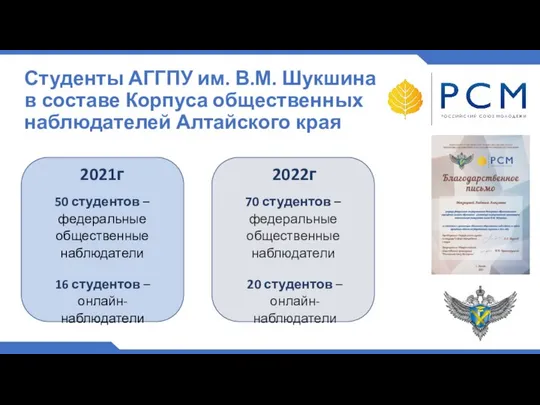 Студенты АГГПУ им. В.М. Шукшина в составе Корпуса общественных наблюдателей Алтайского